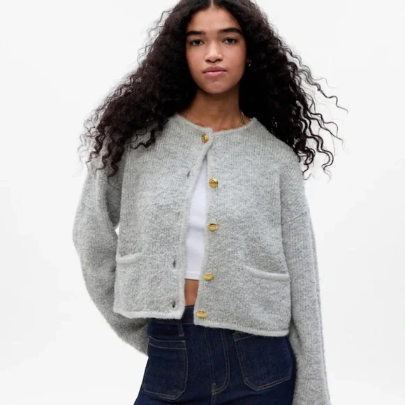 GAP Boucle Cropped Sweater Jacket